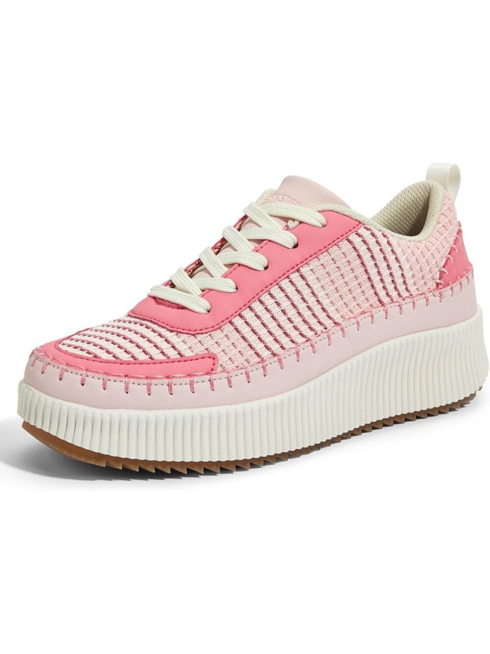 Women's Pink Knit Platform Casual Walking Braided Crochet Lace Up Cute Sneakers